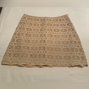 J. Crew Beige Eyelet Mini Skirt